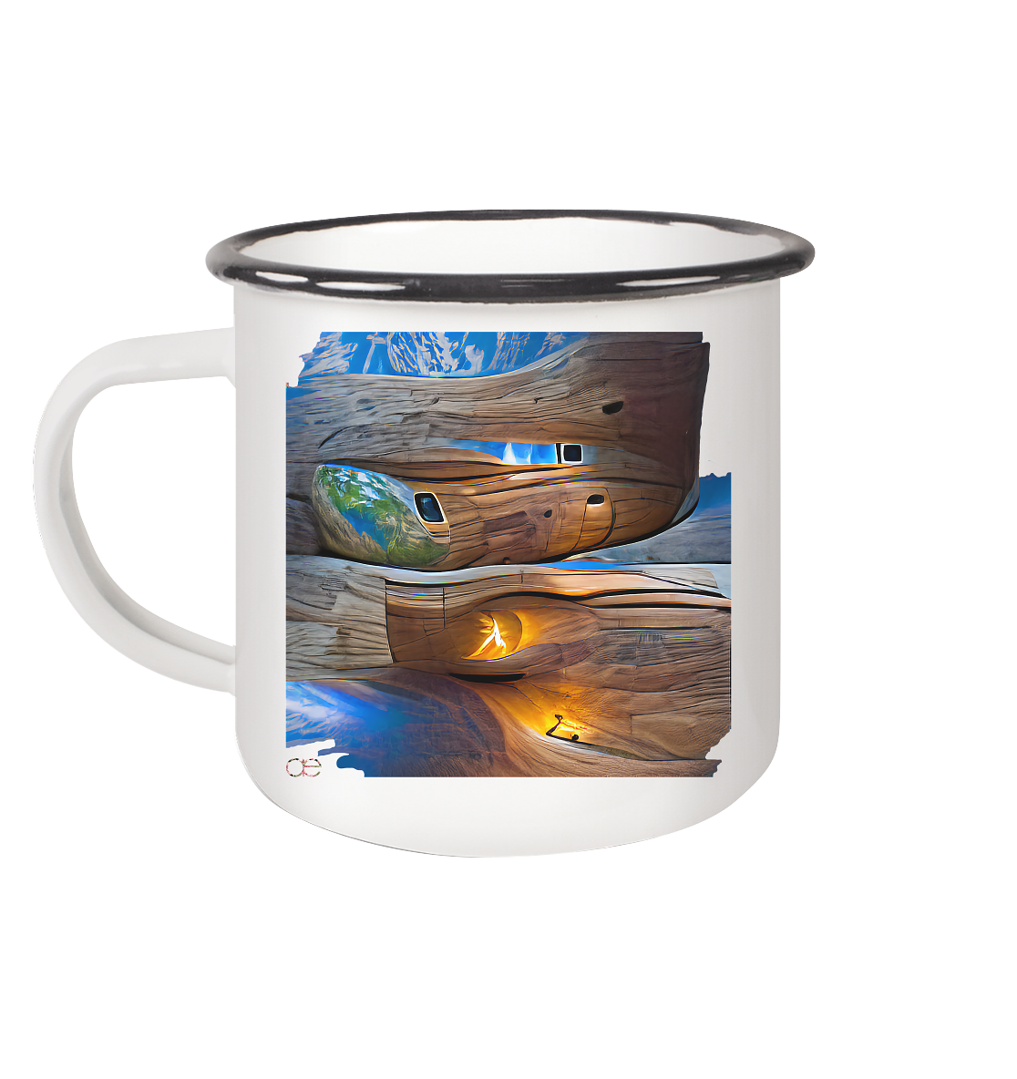 Ai Earth Perspective - Emaille Tasse (Black)
