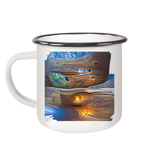 Ai Earth Perspective  - Emaille Tasse (Black)