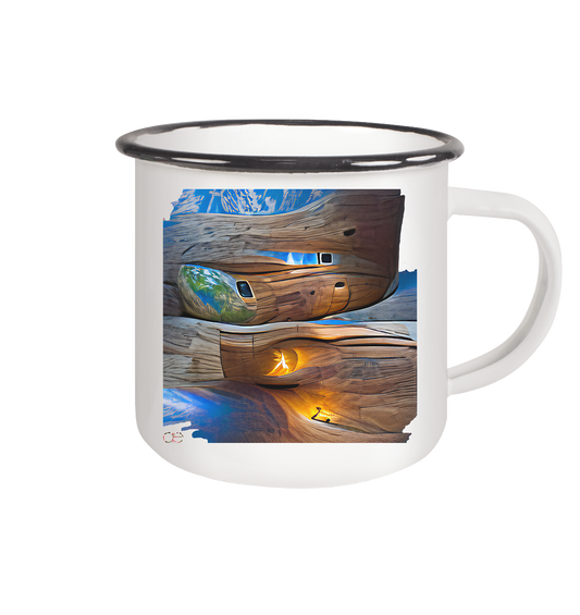 Ai Earth Perspective  - Emaille Tasse (Black)