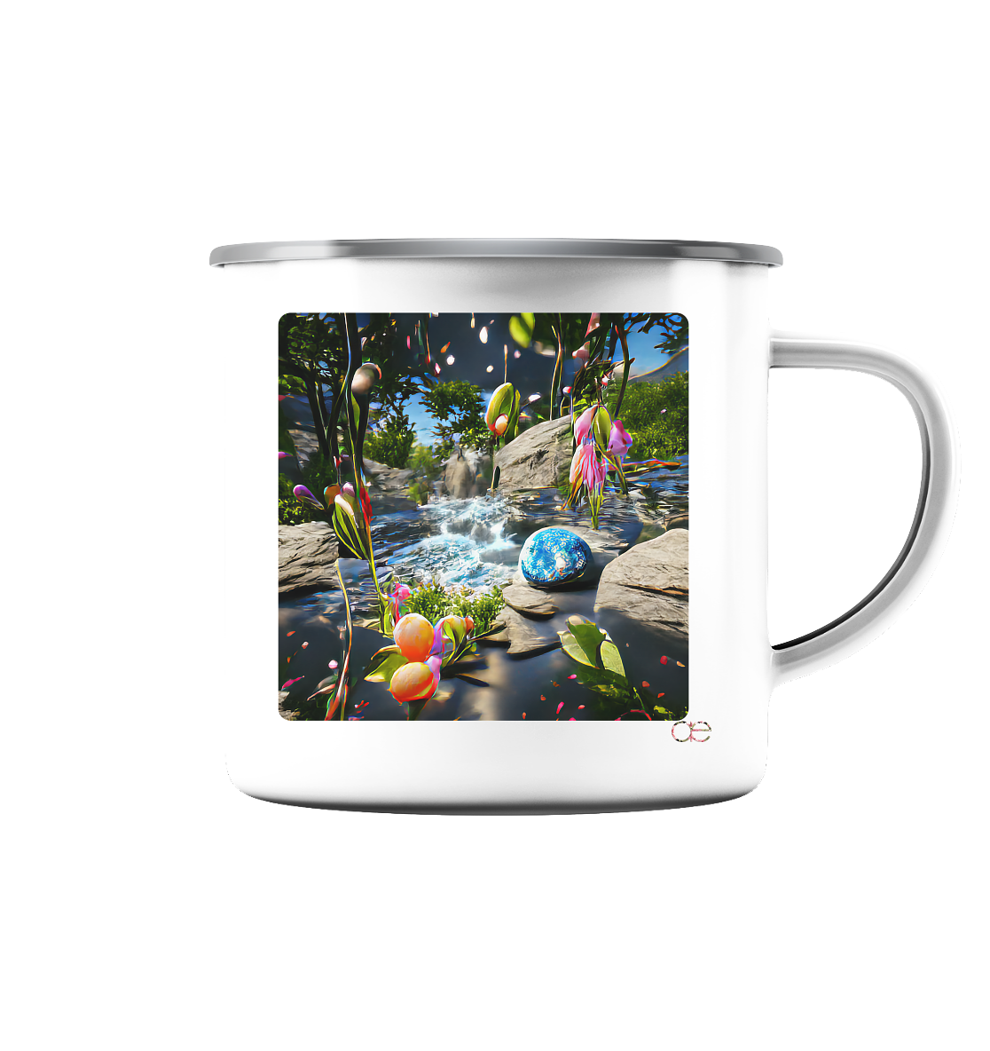 Earth x Matter - Emaille Tasse (Silber)