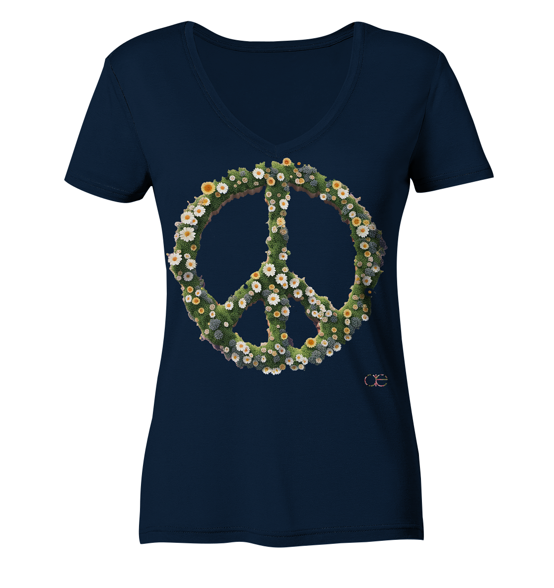 Peace Flower - Ladies Organic V-Neck Shirt