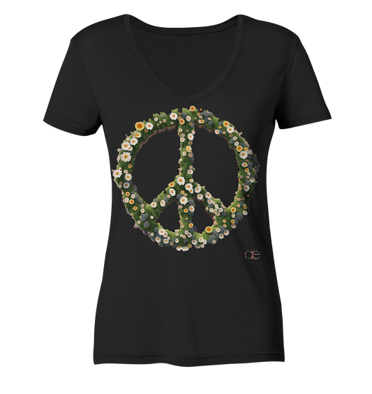 Peace Flower - Ladies Organic V-Neck Shirt