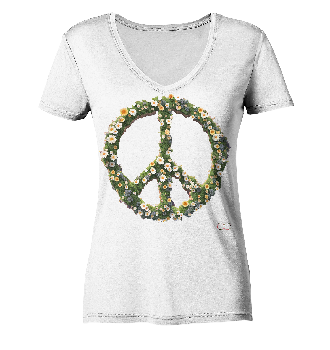 Peace Flower - Ladies Organic V-Neck Shirt