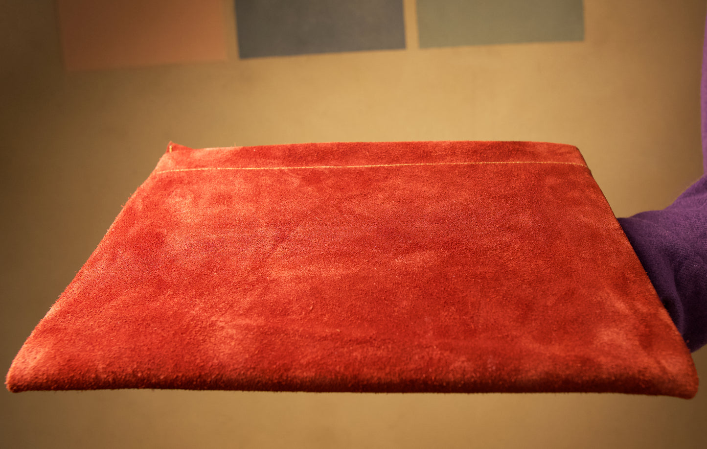 Macbook Sleeve - Red Velour Leather